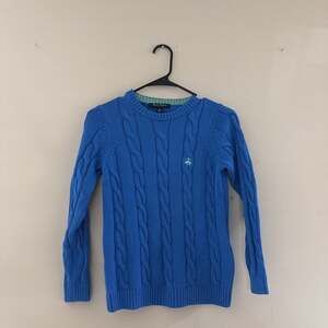 Brooks Brothers Boys Blue Cable Knit Crewneck Sweater Size M